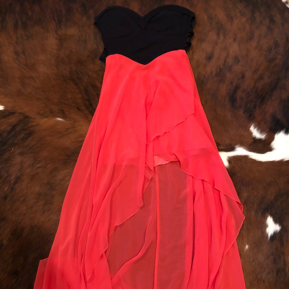 High/Low dress - coral and black